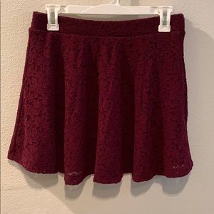 Forever 21 Floral A Line Lace Mini Skirt Burgundy